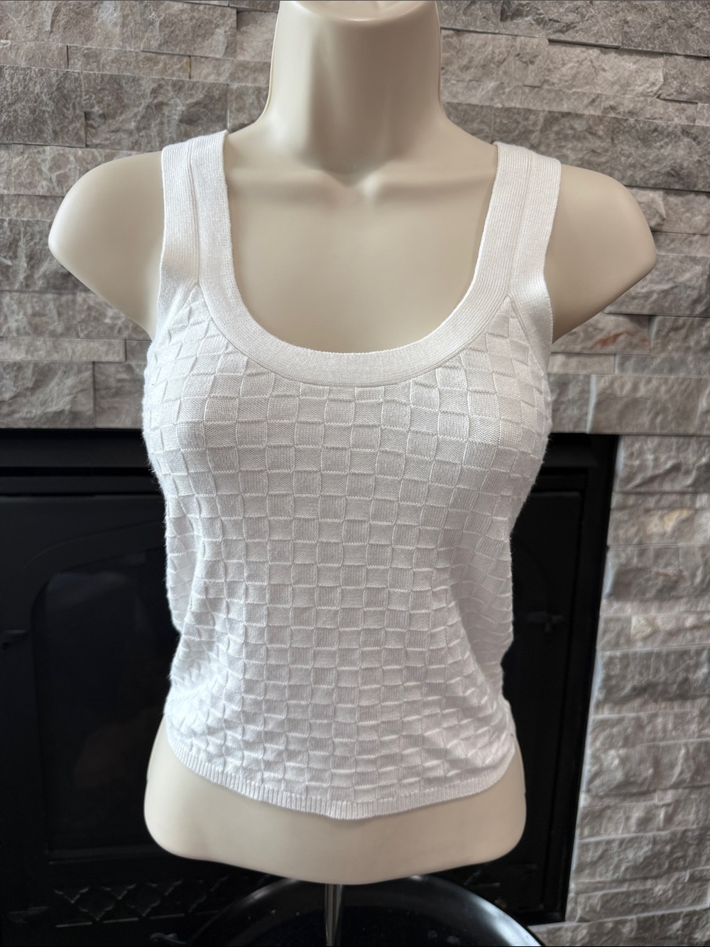 Abercrombie & Fitch White Textured Tank Top